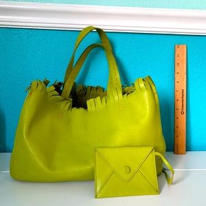 Chartreuse Adrienne Vittadini Purse with mini me bag